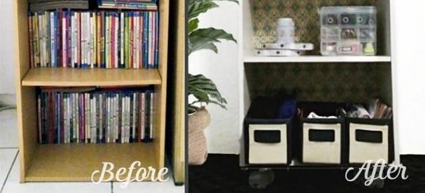 No-paint Bookcase Makeover