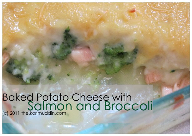 Baked Potato Cheese with Salmon and Broccoli