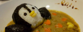 Easy Bento Tutorial: Penguin Taking a Curry Bath